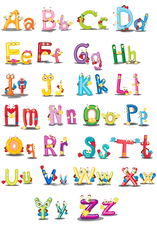 有趣的卡通可爱字母字体设计