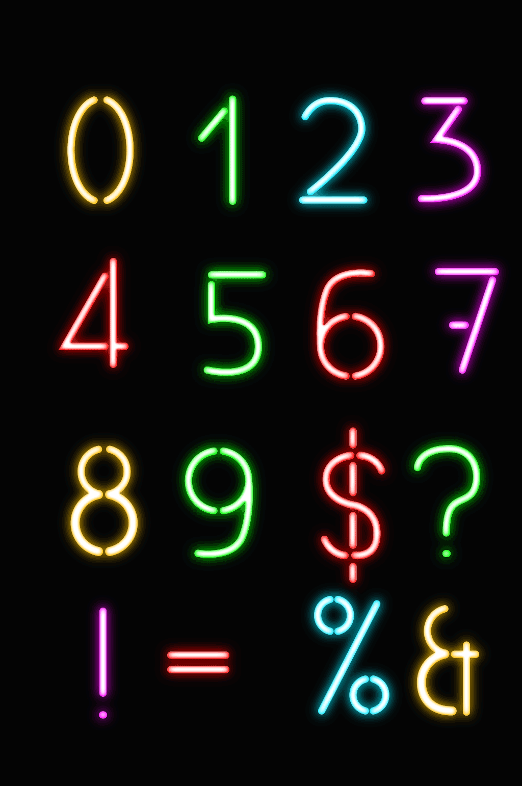 霓虹效果数字符号素材