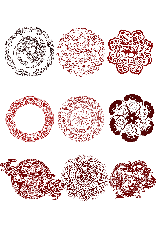 中国风底纹花纹团纹