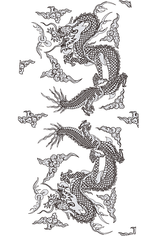 线描龙纹矢量素材