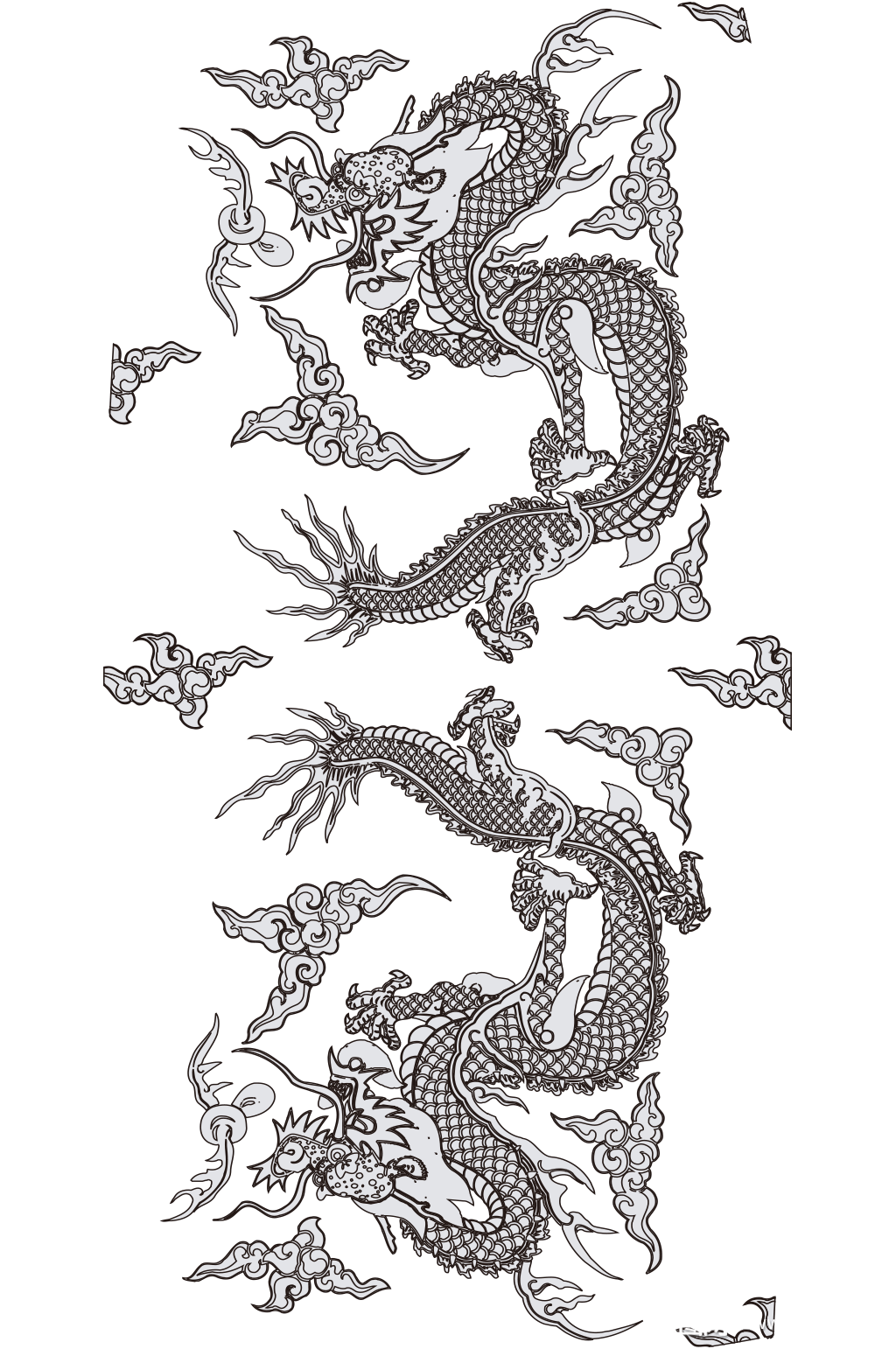 线描龙纹矢量素材