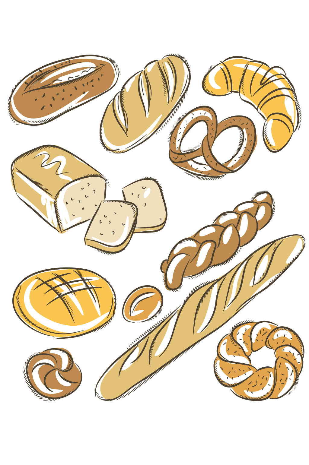 手绘面包矢量素材