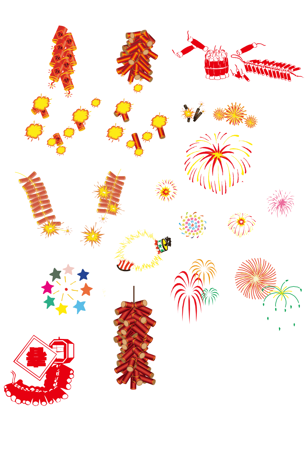 春节烟花爆竹矢量图素材