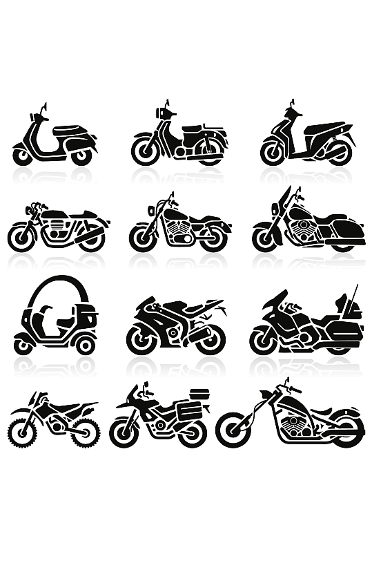 摩托车剪影矢量素材