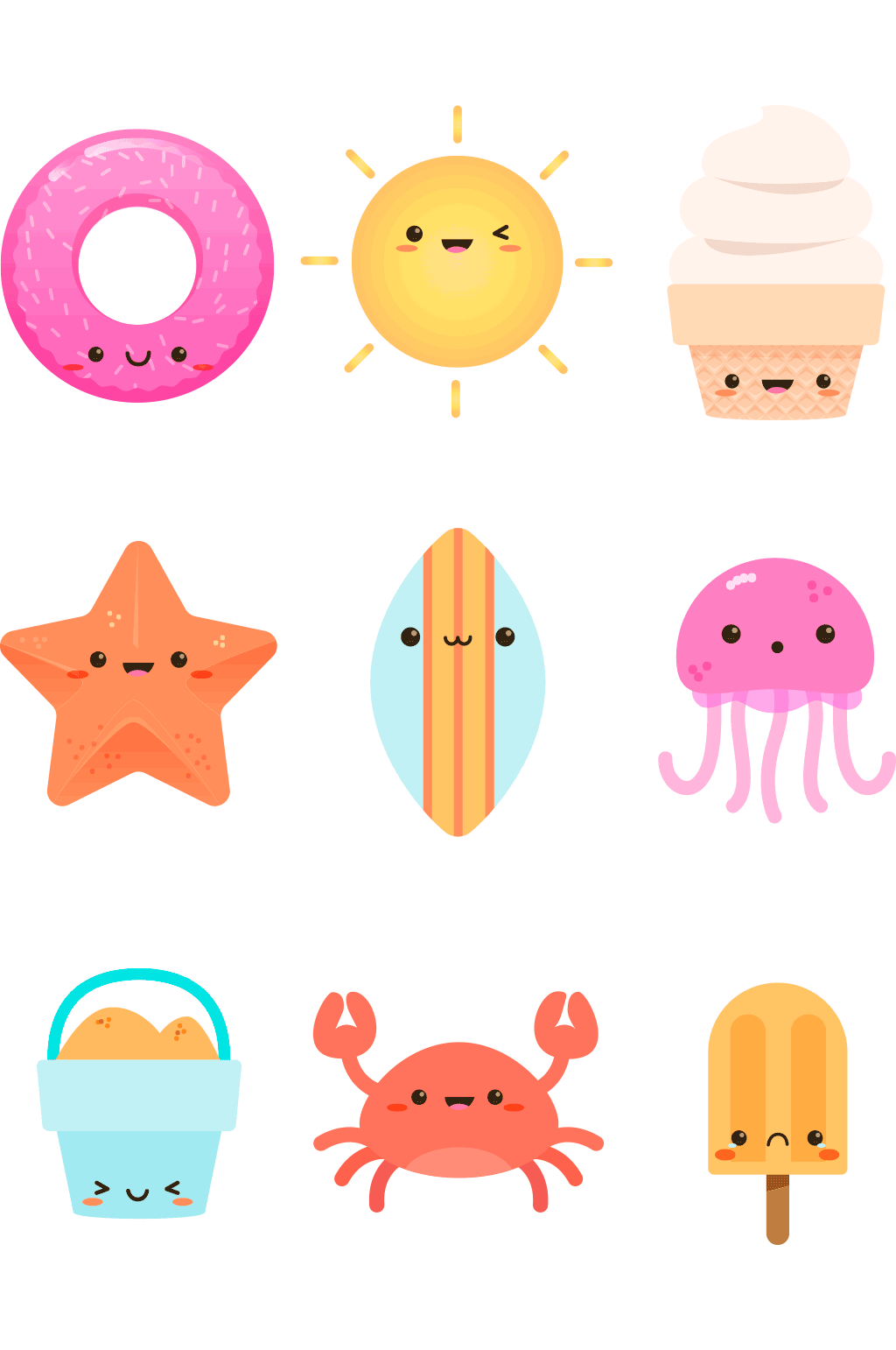 可爱表情夏季元素设计素材