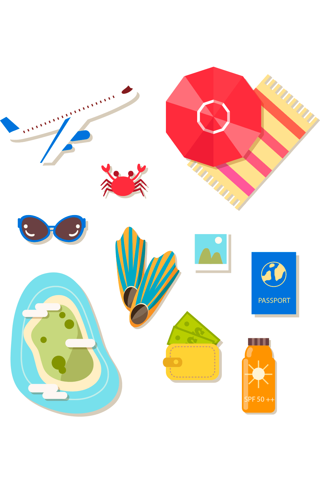 彩色夏季旅行素材素材