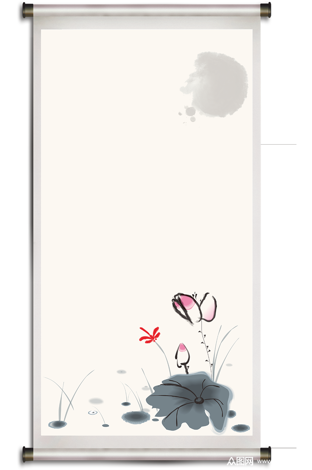 中国风水墨画轴背景