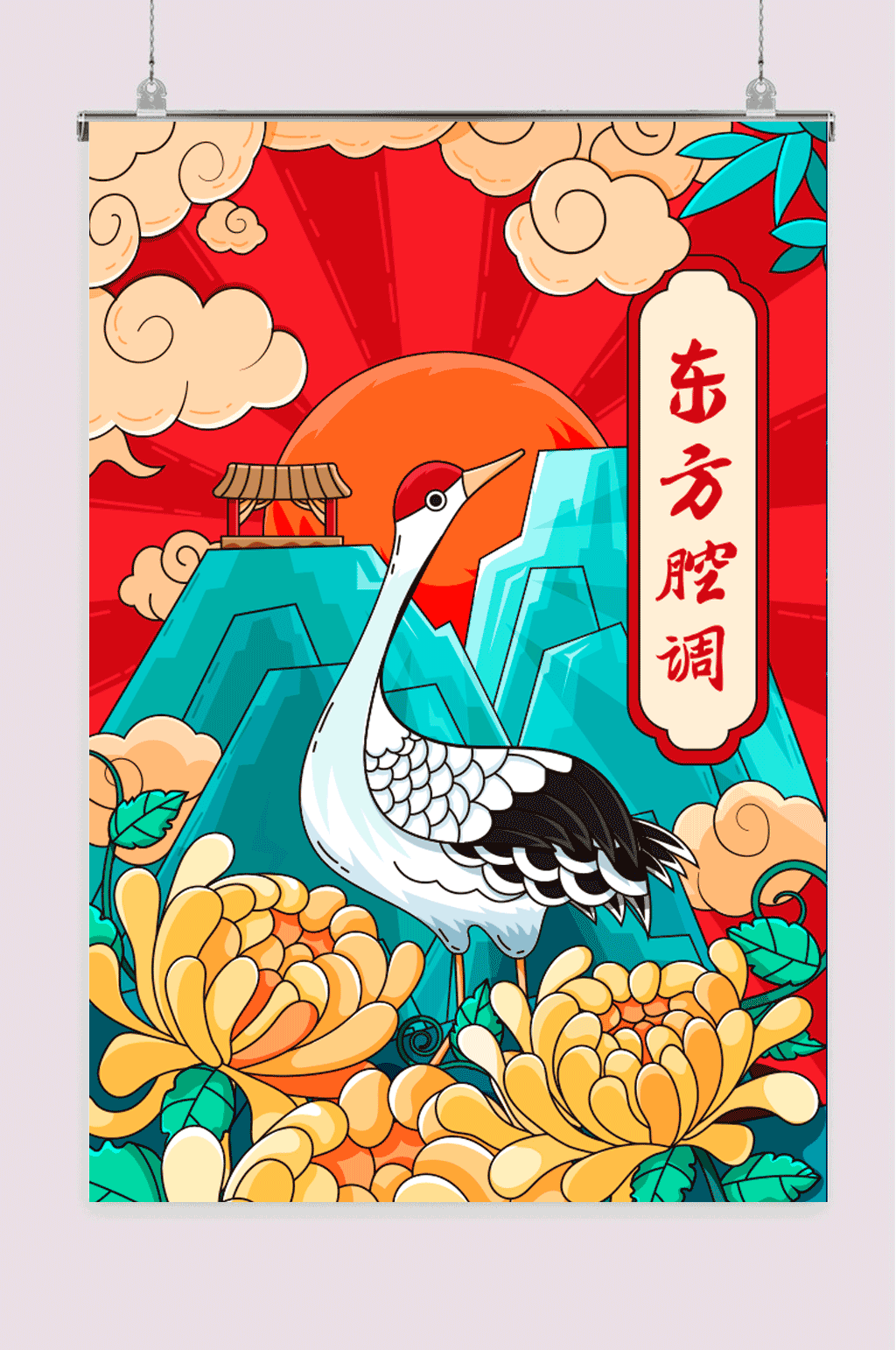 国潮鹤顶红东方腔调素材