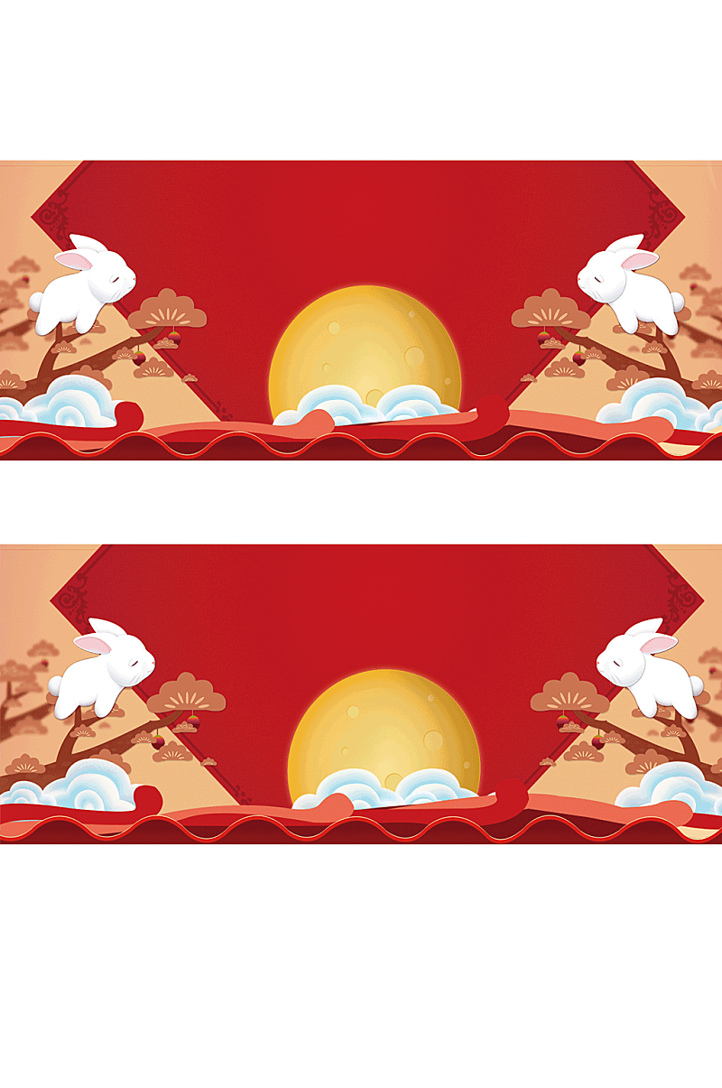 中秋节手绘中国风红色背景素材
