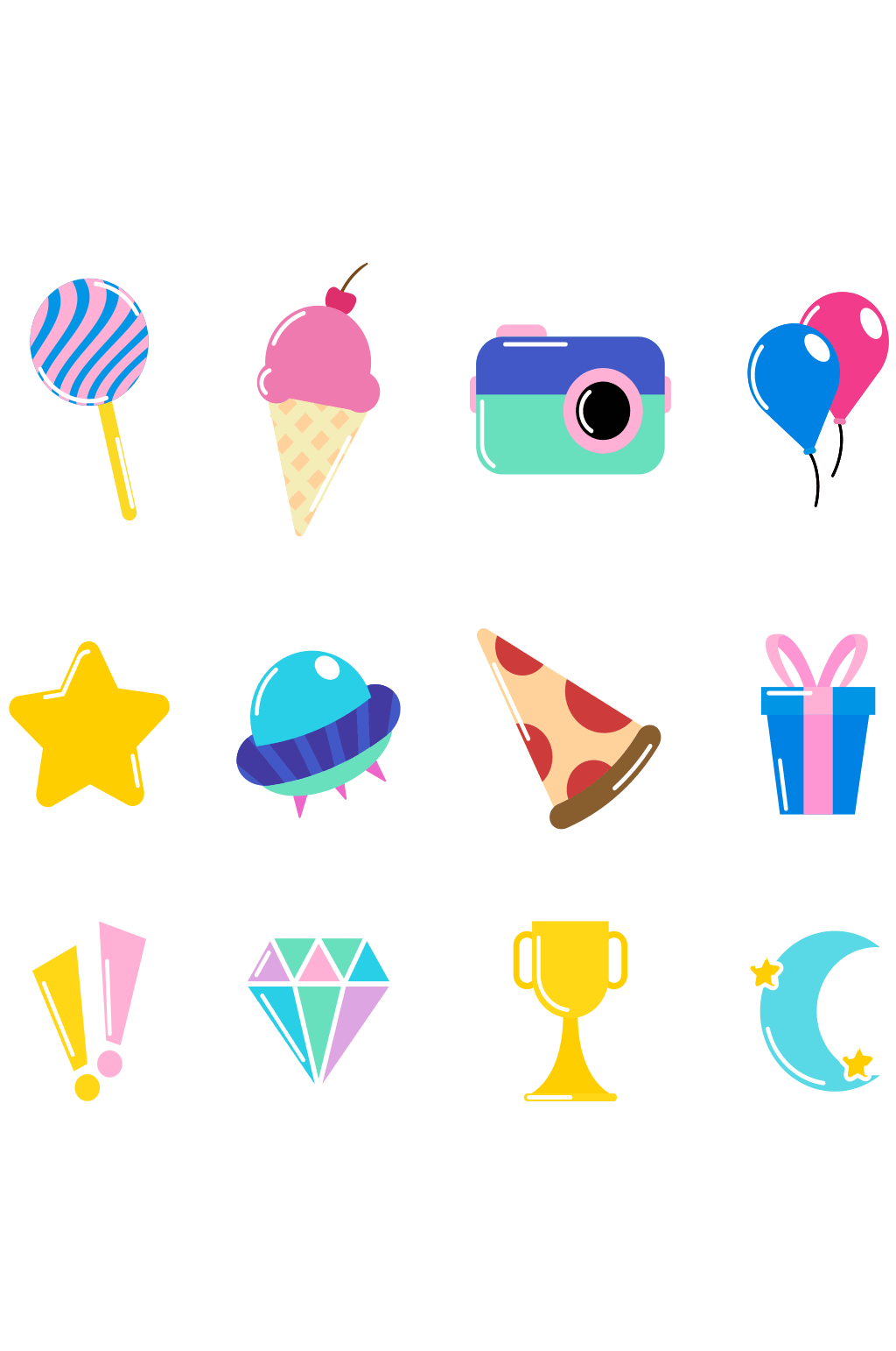 彩色图案贴纸矢量素材