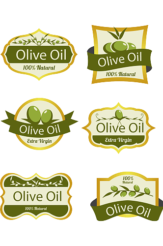 绿色橄榄油标签矢量素材