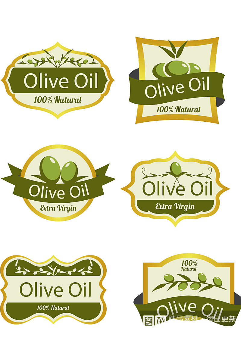 绿色橄榄油标签矢量素材素材