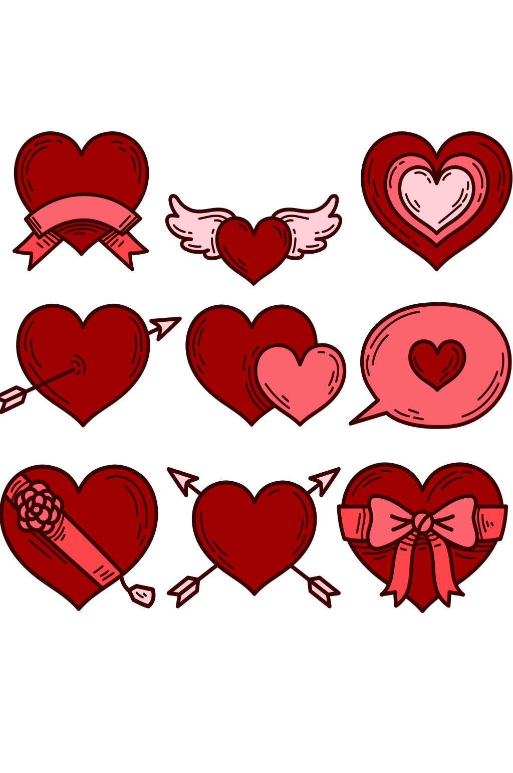 手绘红色爱心矢量素材