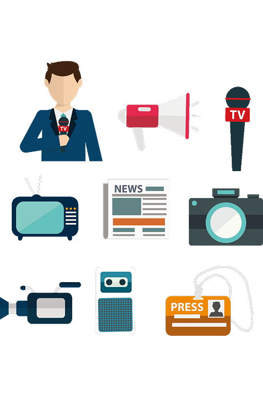 创意新闻记者图标矢量素材