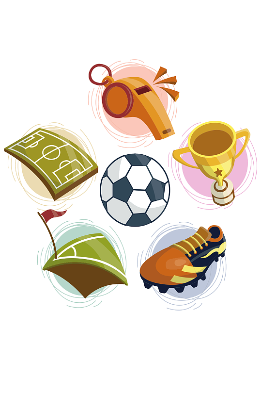 彩色足球元素设计矢量素材