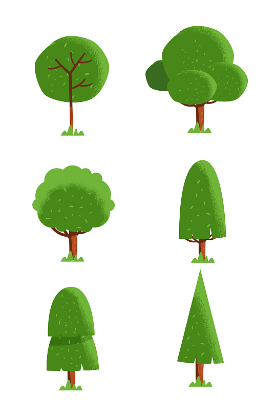绿色扁平化树木矢量素材