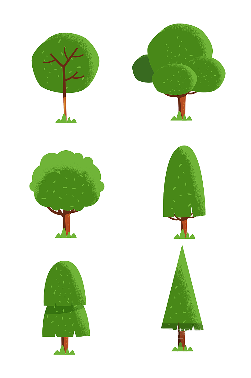 绿色扁平化树木矢量素材素材