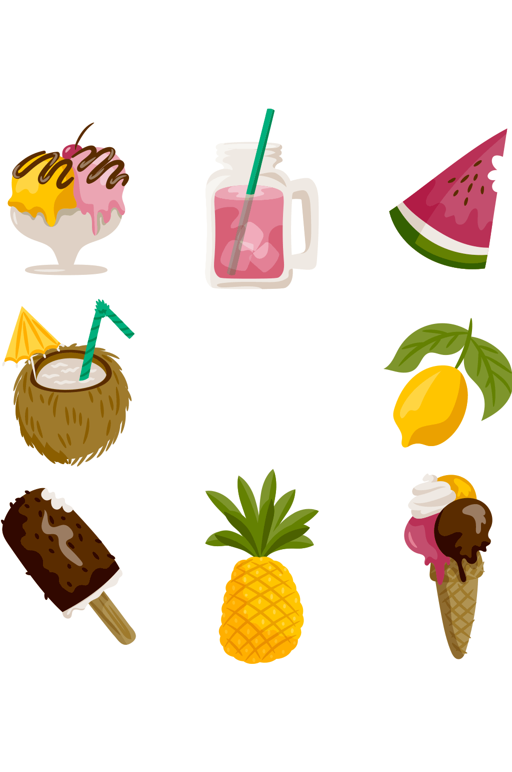 手绘夏季食物矢量素材素材