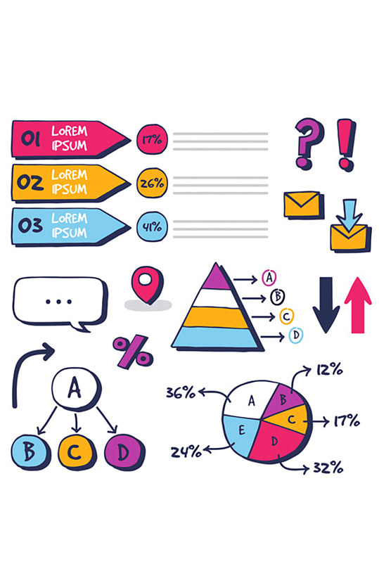 手绘信息图元素矢量素材-众图网