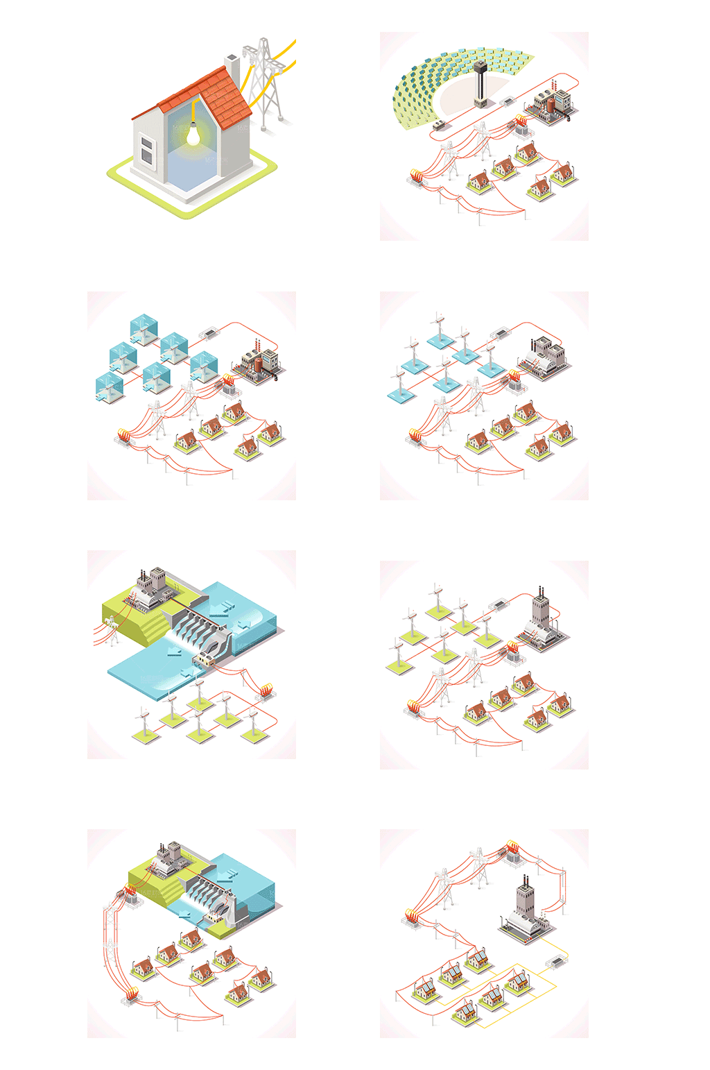 电厂电力输出示意图素材