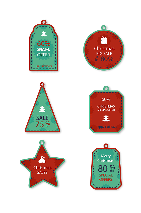 圣诞节促销吊牌素材