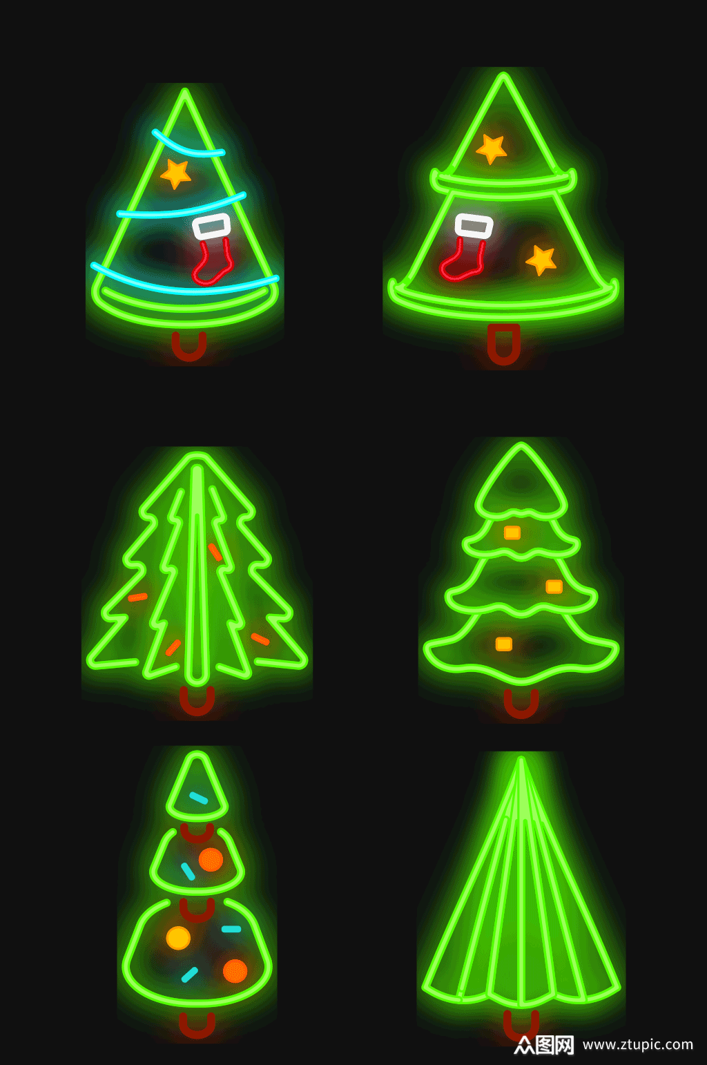 创意霓虹灯圣诞树矢量素材