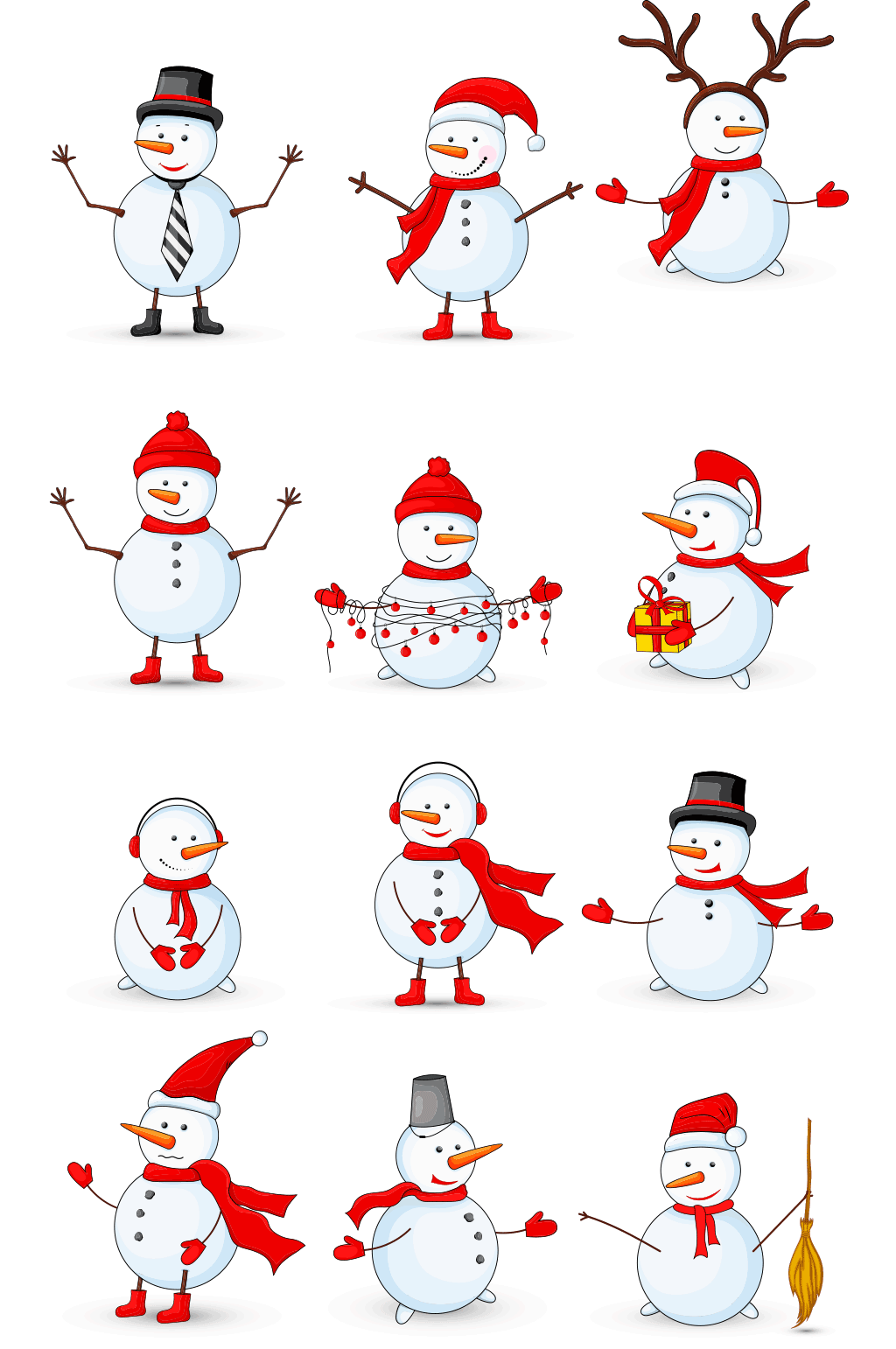 红色围巾雪人素材素材