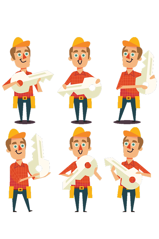 创意开锁男子动作矢量素材