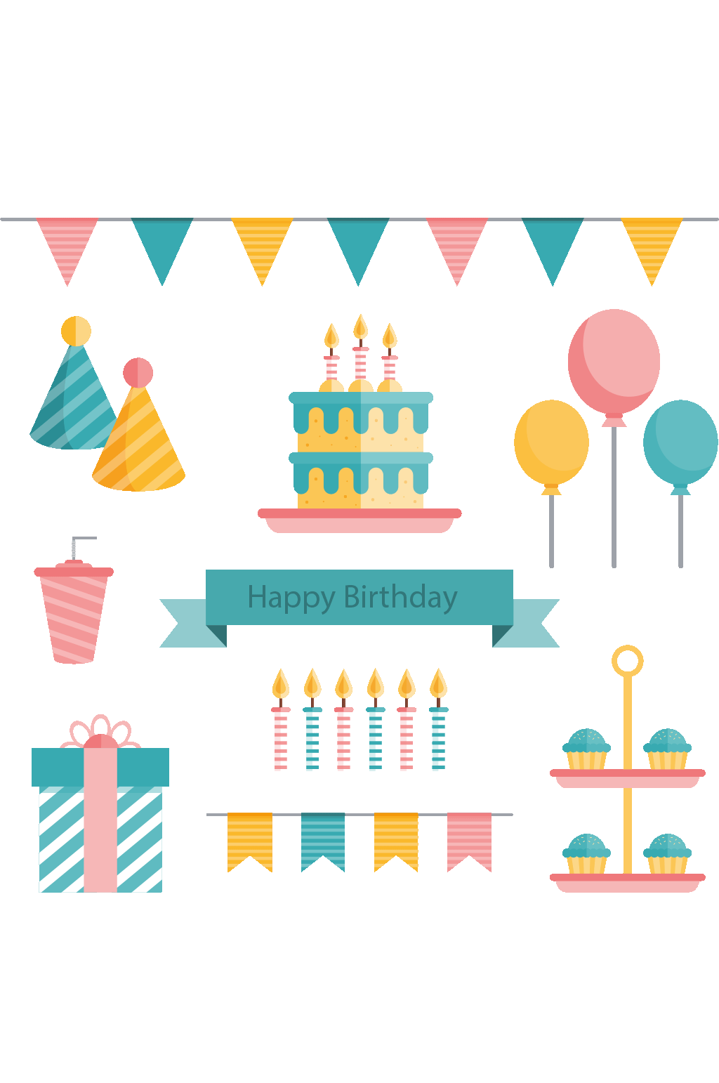 清新生日元素矢量素材素材