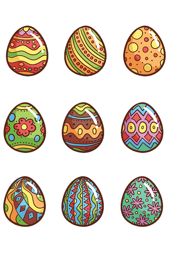 彩色光泽彩蛋矢量素材