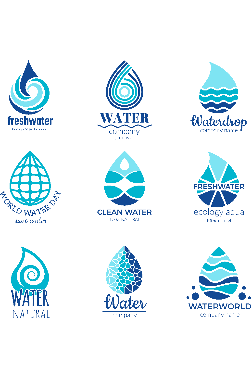 蓝色的水滴形状标志矢量