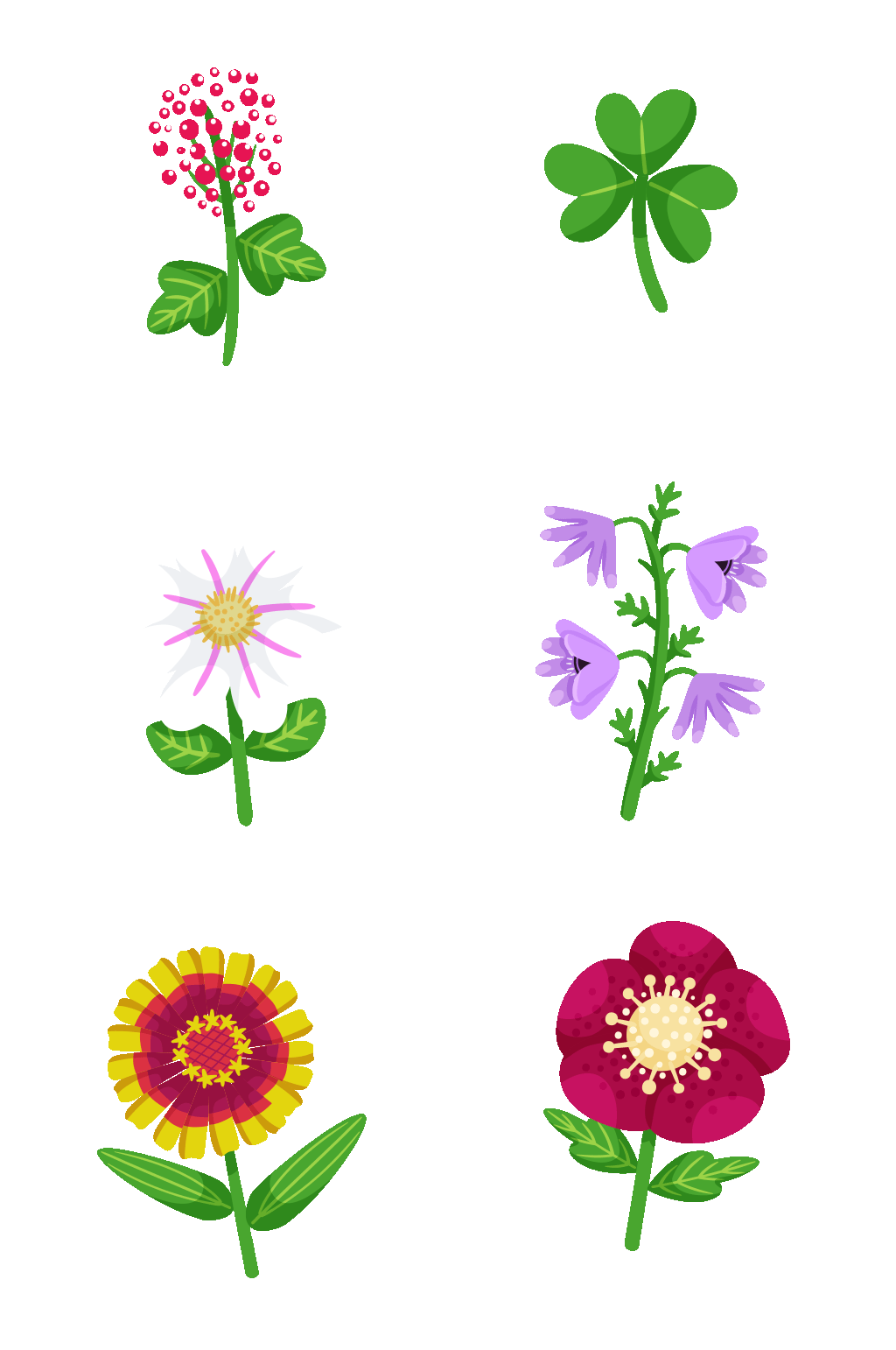 卡通春季花卉矢量素材素材