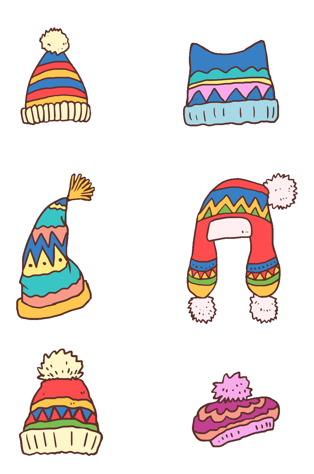 彩色冬季花纹帽子矢量素材