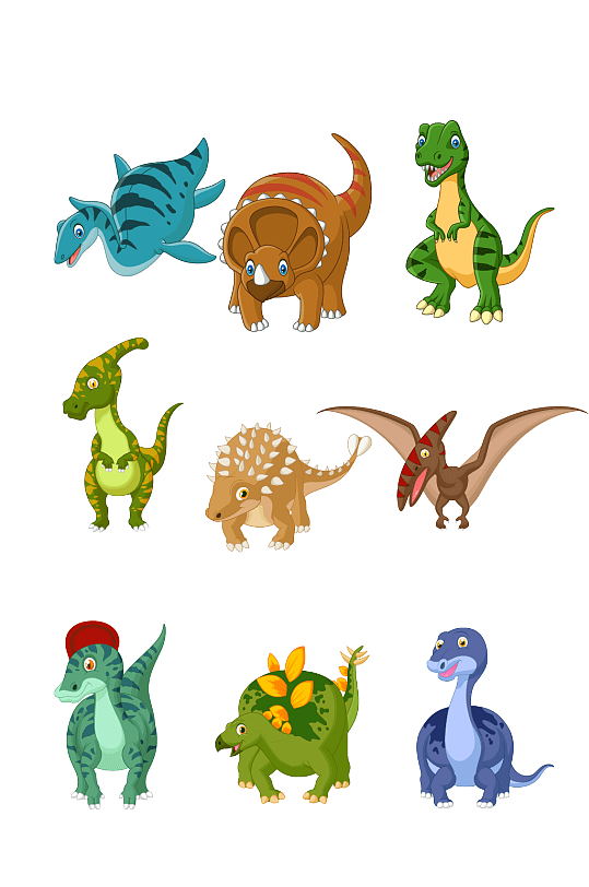 卡通彩色恐龙矢量