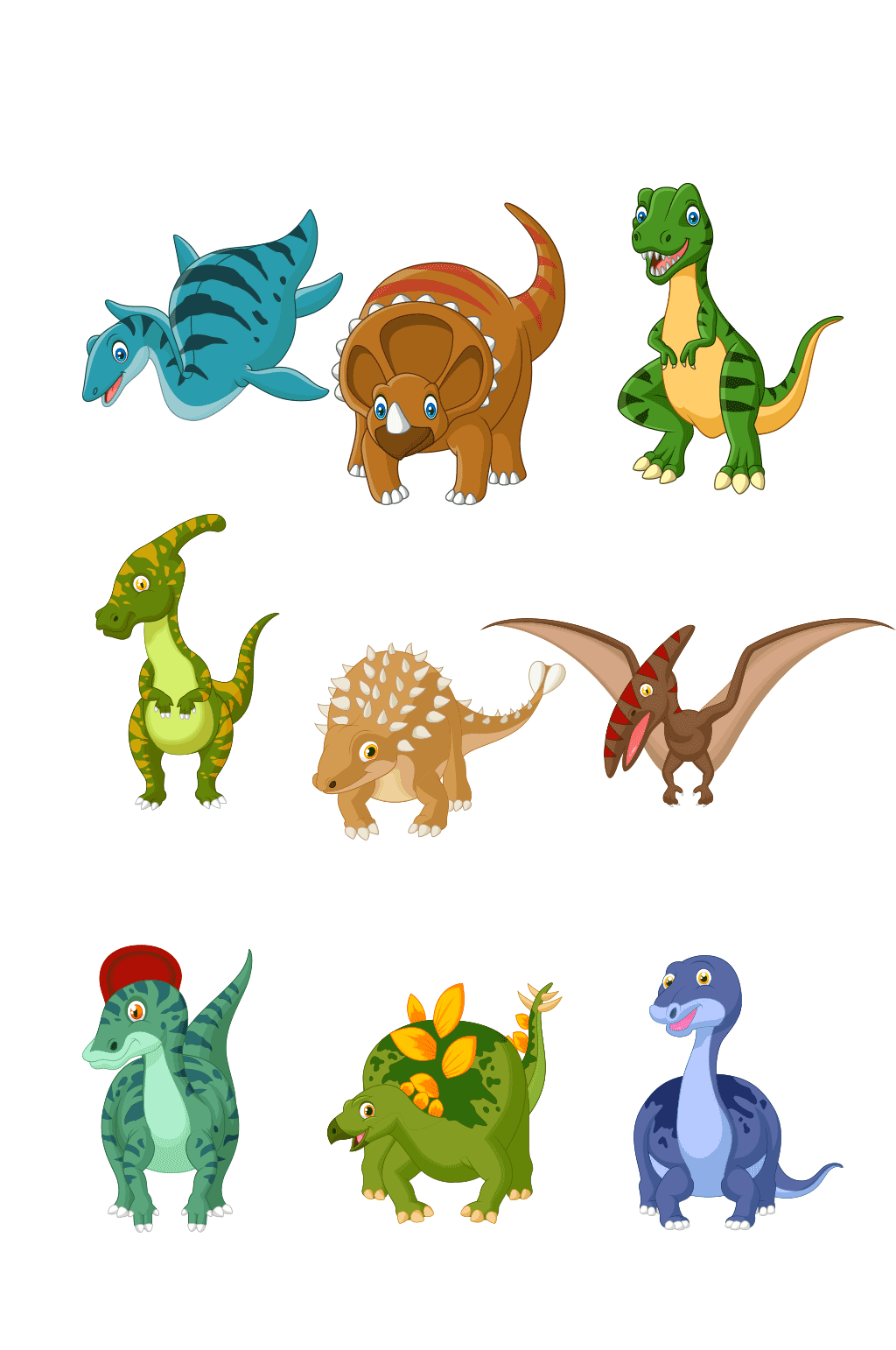 卡通彩色恐龙矢量