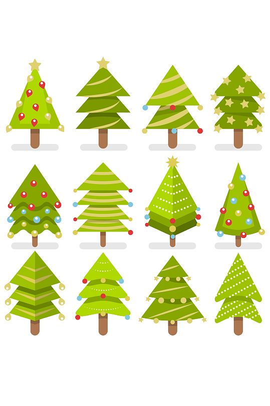扁平化绿色圣诞树矢量素材