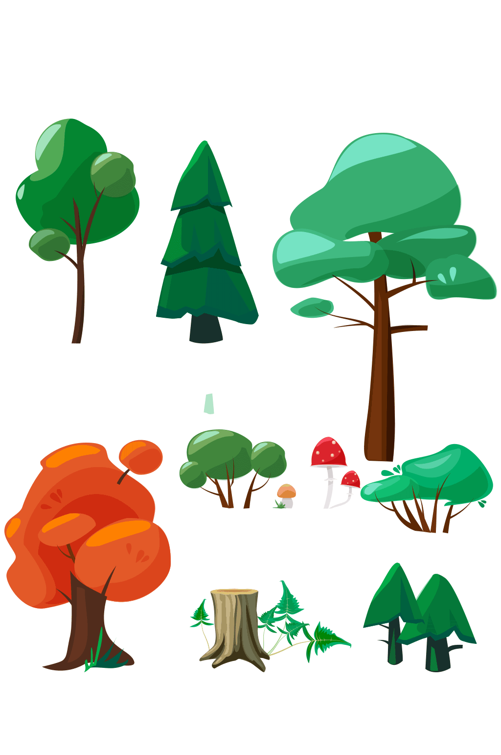 卡通大自然植物元素插画