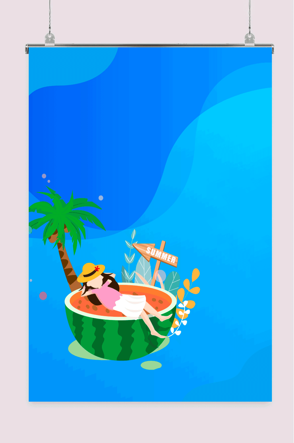 夏季卡通簡約背景圖素材