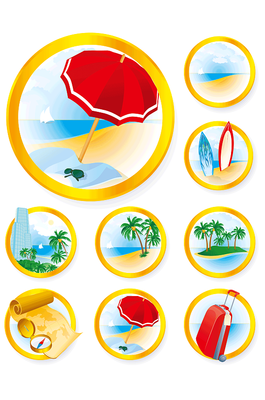 海边度假图标矢量素材-众图网