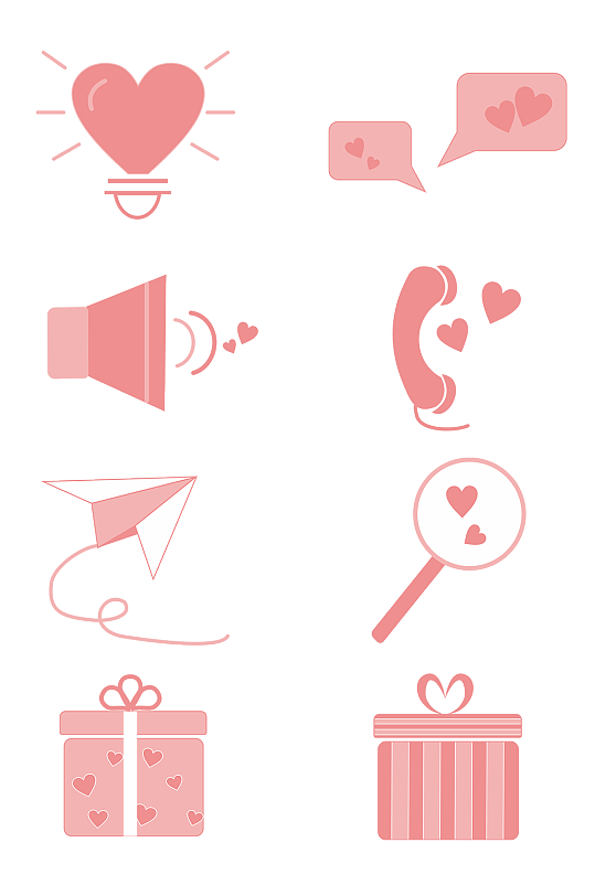 七夕情人节爱心图标