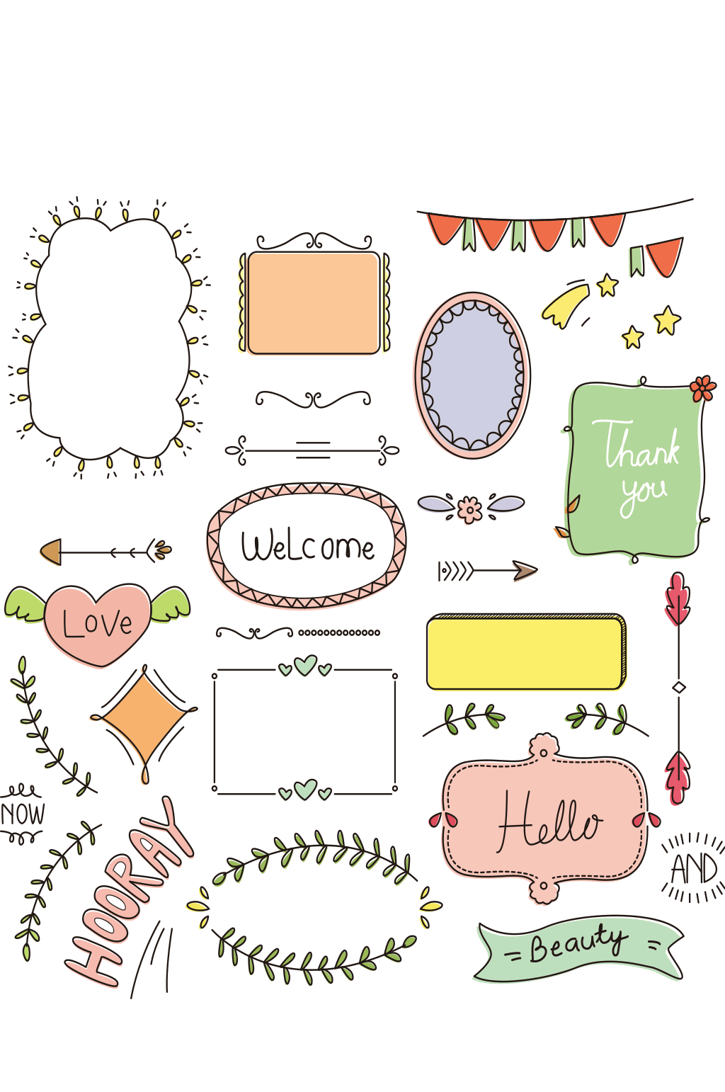 可爱的边框和框架涂鸦集模板下载-编号352826-众图网