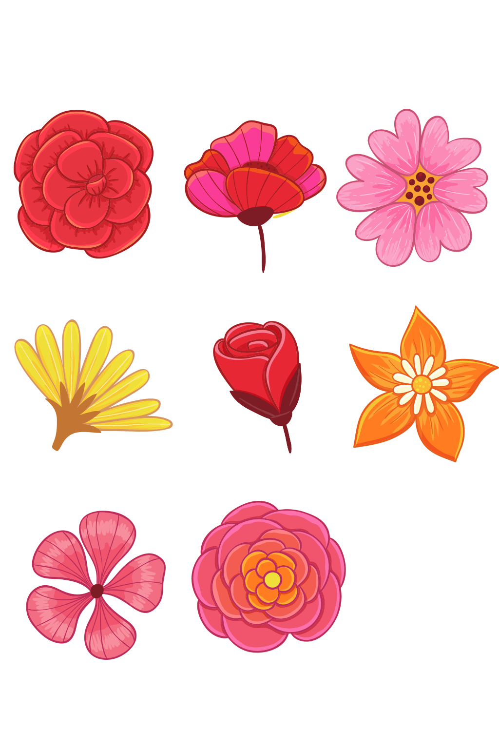 彩色手绘花卉设计矢量素材