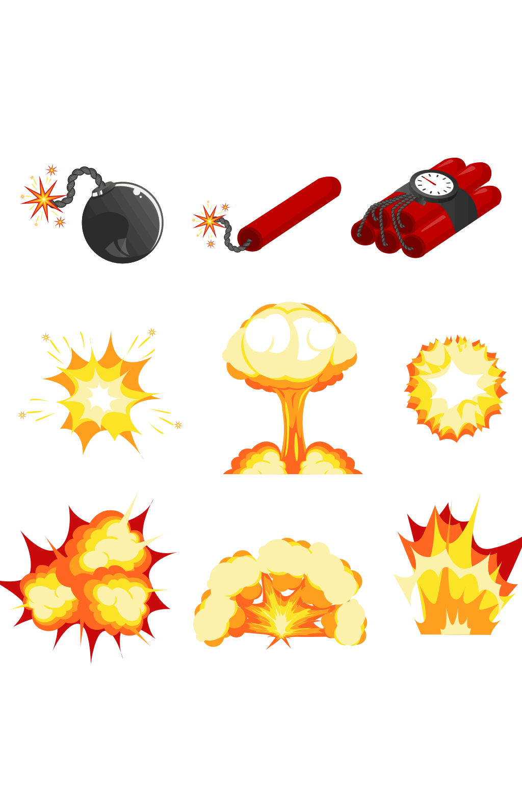 >创意爆炸物和烟雾矢量素材