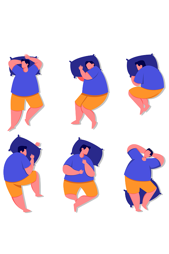 创意男子睡姿设计矢量素材