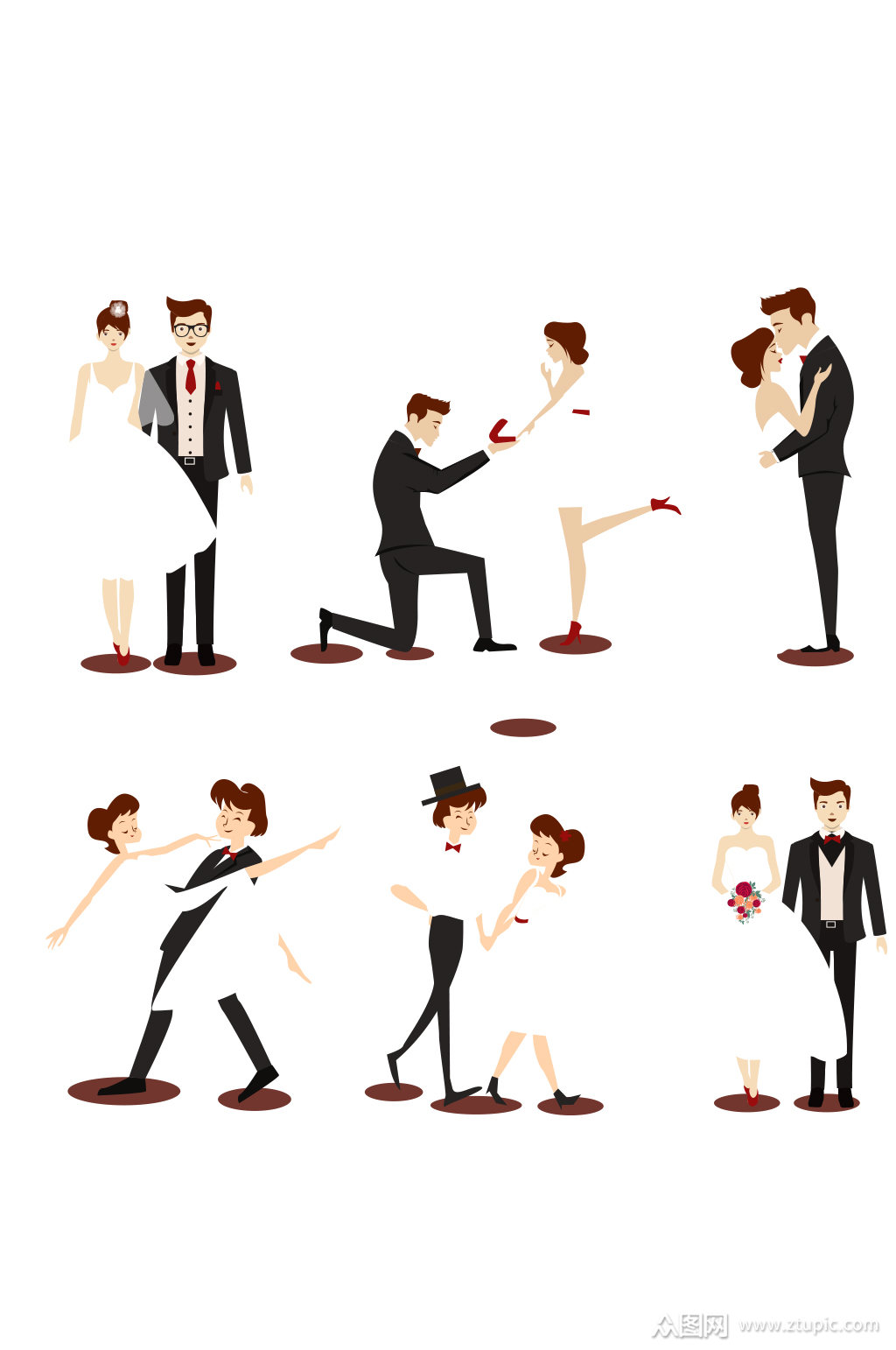 幸福婚礼新人矢量素材