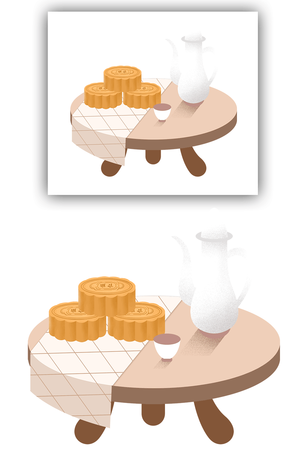 中秋节扁平化手绘插画