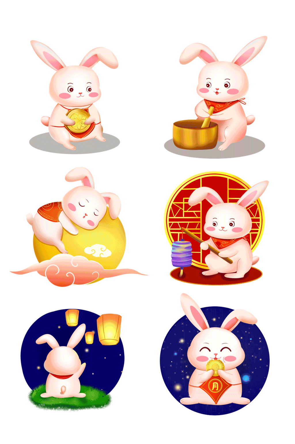 中秋节卡通兔子套图素材