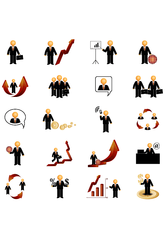 西装小人金融办公常用素材