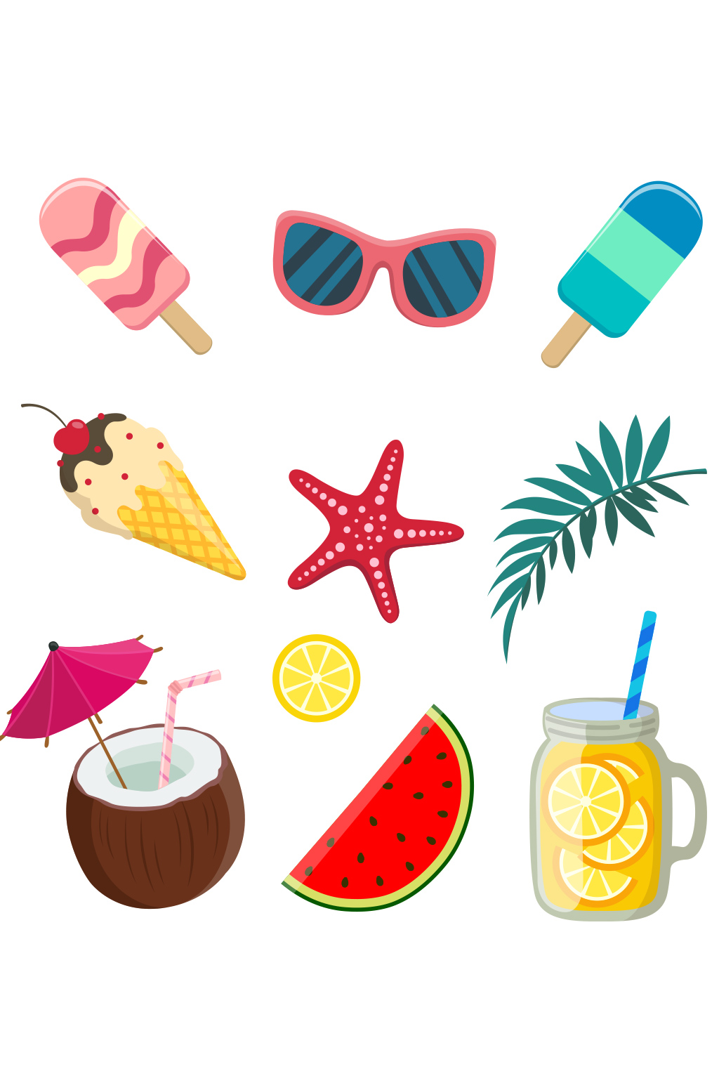 创意夏季度假元素矢量素材素材