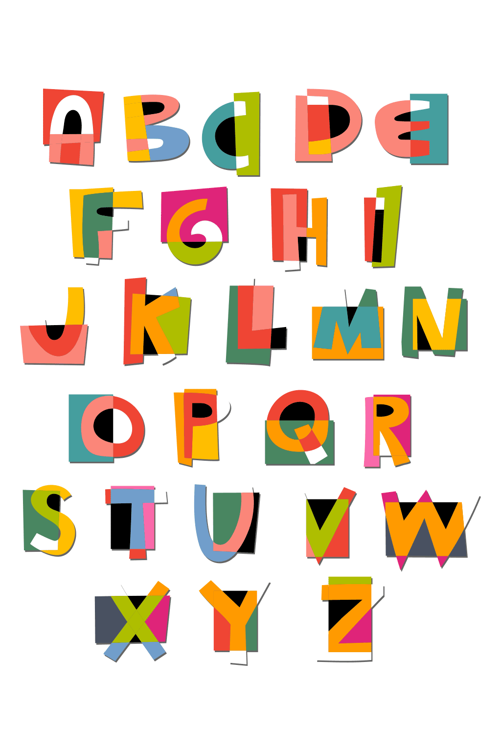 彩色纸质字母矢量素材素材
